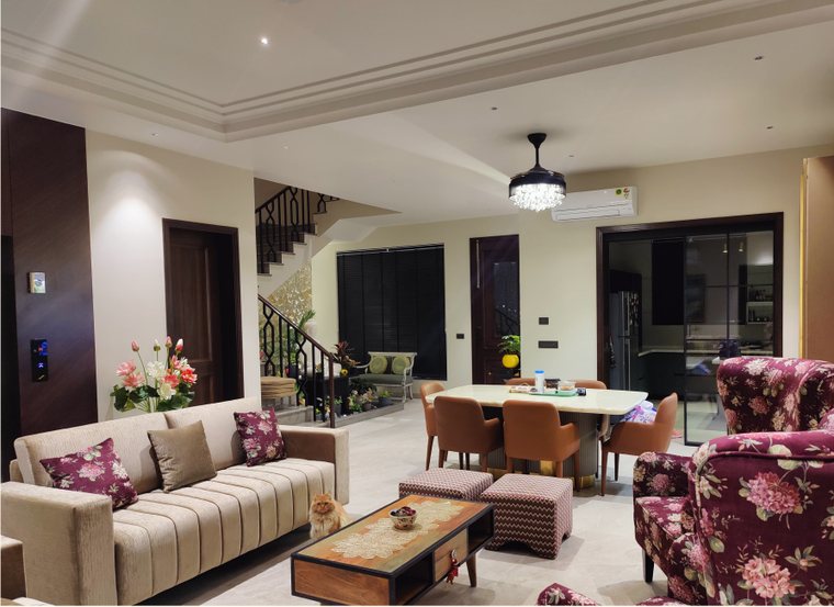 Painted living and dining room